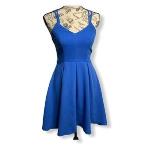 Lulus Blue Crossed-strap Skater Dress